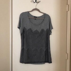 Market & Spruce tee with lace overlay